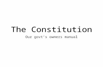The Constitution Our govt’s owners manual. HOW PEOPLE FELT BACK IN THE DAY.
