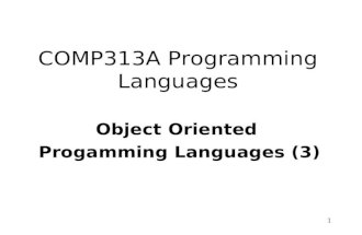 1 COMP313A Programming Languages Object Oriented Progamming Languages (3)