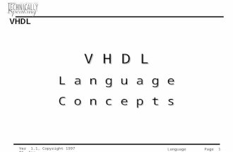 Language Concepts Ver 1.1, Copyright 1997 TS, Inc. VHDL L a n g u a g e C o n c e p t s Page 1.