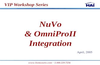 VIP Workshop Series NuVo & OmniProII Integration April, 2005.