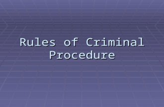 Rules of Criminal Procedure. A Dose of Reality  Compare and Contrast: While watching an episode of CSI, write down at least three examples where what.