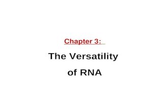 Chapter 3: The Versatility of RNA. The most surprising aspect of all of this is how late in the study of cell biology the importance and ubiquitous nature.
