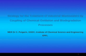 1 Strategy for the Treatment of Industrial Wastewaters by Coupling of Chemical Oxidation and Biodegradation Processes MER Dr C. Pulgarin, GGEC, Institute.