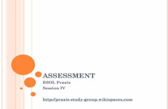 ASSESSMENT ESOL Praxis Session IV. P RAXIS T EST Content CategoryNumber of Questions Approximate Percentage of Examination Foundations of Linguistics.