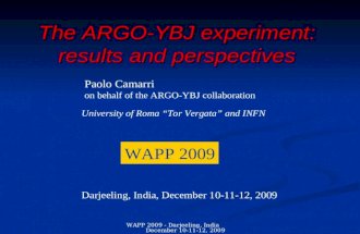 WAPP 2009 - Darjeeling, India December 10-11-12, 2009 The ARGO-YBJ experiment: results and perspectives Paolo Camarri on behalf of the ARGO-YBJ collaboration.