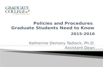 2015-2016 Katherine Demory Tadlock, Ph.D. Assistant Dean.