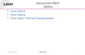 LIGO-G010237-00-M LIGO R&D 1 Advanced R&D: Optics Core Optics Input Optics Core Optic Thermal Compensation.