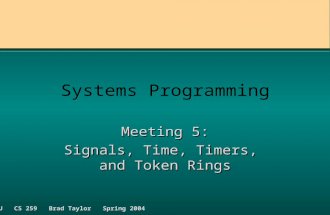 1GWU CS 259 Brad Taylor Spring 2004 Systems Programming Meeting 5: Signals, Time, Timers, and Token Rings.