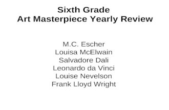 Sixth Grade Art Masterpiece Yearly Review M.C. Escher Louisa McElwain Salvadore Dali Leonardo da Vinci Louise Nevelson Frank Lloyd Wright.