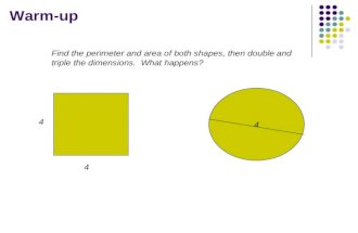 Warm-up 4 Find the perimeter and area of both shapes, then double and triple the dimensions. What happens? 4 4.