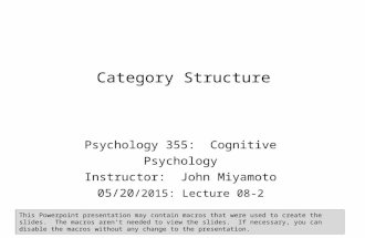 Category Structure Psychology 355: Cognitive Psychology Instructor: John Miyamoto 05/20 /2015: Lecture 08-2 This Powerpoint presentation may contain macros.