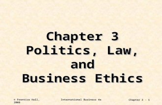 Chapter 3 Politics, Law, and Business Ethics. © Prentice Hall, 2008International Business 4e Chapter 3 - 2 Describe the three types of political systems.