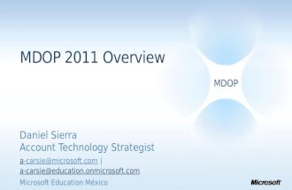 MDOP MDOP 2011 Overview Daniel Sierra Account Technology Strategist a-carsie@microsoft.coma-carsie@microsoft.com | a-carsie@education.onmicrosoft.coma-carsie@education.onmicrosoft.com.