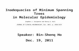 Inadequacies of Minimum Spanning Trees in Molecular Epidemiology Stephen J. Salipante and Barry G. Hall JOURNAL OF CLINICAL MICROBIOLOGY, Oct. 2011, p.