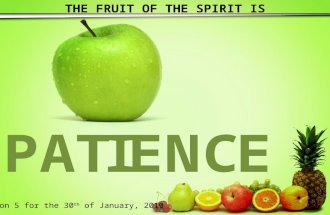 THE FRUIT OF THE SPIRIT IS Lesson 5 for the 30 th of January, 2010.