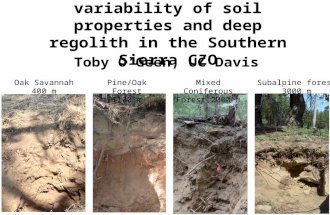 Understanding systematic variability of soil properties and deep regolith in the Southern Sierra CZO Toby O’Geen, UC Davis Subalpine forest 3000 m Mixed.