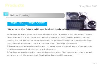 Teflon Coating is excellent painting method for Steel, Stainless steel, Aluminum, Copper, Glass, Rubber, Ceramic, Plastic etc..including spraying, static.