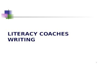LITERACY COACHES WRITING 1. 2 OUTCOMES Literacy Coaches will:  become familiar with the CC Literacy Writing Standards 1,2, 10 (range of writing)  have.