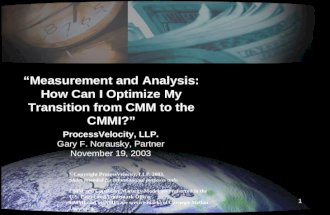 Copyright ProcessVelocity, LLP. 2003. Slides intended for informational purposes only. CMM and Capability Maturity Model are registered in the U.S. Patent.