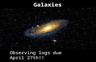 Galaxies Observing logs due April 27th!!. The Milky Way is a spiral galaxy. Most galaxies that we can see are spiral galaxies. Looking at other spiral.