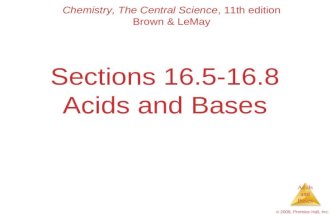 Acids and Bases © 2009, Prentice-Hall, Inc. Sections 16.5-16.8 Acids and Bases Chemistry, The Central Science, 11th edition Brown & LeMay.