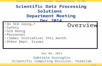 1/12 Scientific Data Processing Solutions – Department Meeting – Dec 2014 Scientific Data Processing Solutions Department Meeting Dec 2014 Dec 04, 2014.