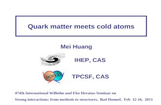Quark matter meets cold atoms 474th International Wilhelm und Else Heraeus Seminar on Strong interactions: from methods to structures, Bad Honnef, Feb.