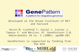 Developed at the Broad Institute of MIT and Harvard Reich M, Liefeld T, Gould J, Lerner J, Tamayo P, and Mesirov JP. GenePattern 2.0. Nature Genetics 38.