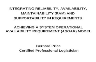 INTEGRATING RELIABILITY, AVAILABILITY, MAINTAINABILITY (RAM) AND SUPPORTABILITY IN REQUIREMENTS Bernard Price Certified Professional Logistician ACHIEVING.