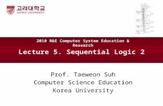 Lecture 5. Sequential Logic 2 Prof. Taeweon Suh Computer Science Education Korea University 2010 R&E Computer System Education & Research.
