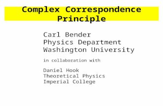 Complex Correspondence Principle Carl Bender Physics Department Washington University in collaboration with Daniel Hook Theoretical Physics Imperial College.