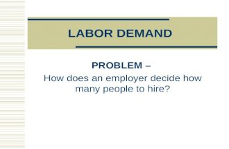 LABOR DEMAND PROBLEM – How does an employer decide how many people to hire?