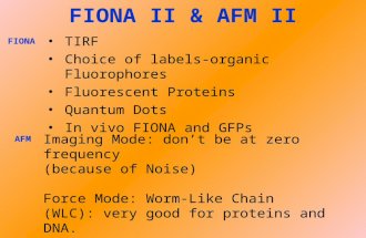 FIONA II & AFM II TIRF Choice of labels-organic Fluorophores Fluorescent Proteins Quantum Dots In vivo FIONA and GFPs Imaging Mode: don’t be at zero frequency.