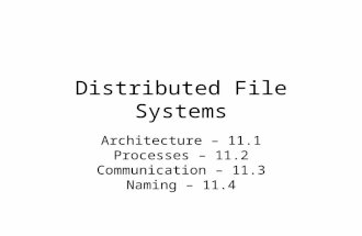 Distributed File Systems Architecture – 11.1 Processes – 11.2 Communication – 11.3 Naming – 11.4.