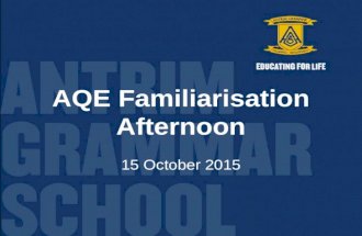 AQE Familiarisation Afternoon 15 October 2015. Sample front cover of AQE paper.