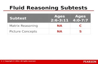 1 | Copyright © 2012. All rights reserved. Fluid Reasoning Subtests Subtest Ages 2:6-3:11 Ages 4:0-7:7 Matrix ReasoningNAC Picture ConceptsNAS.