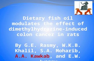 Dietary fish oil modulates the effect of dimethylhydrazine-induced colon cancer in rats By G.E. Rasmy, W.K.B. Khalil, S.A. Moharib, A.A. Kawkab, and E.W.