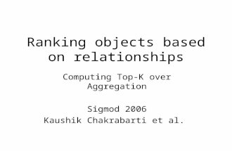 Ranking objects based on relationships Computing Top-K over Aggregation Sigmod 2006 Kaushik Chakrabarti et al.