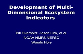Development of Multi- Dimensional Ecosystem Indicators Bill Overholtz, Jason Link, et al. NOAA NMFS NEFSC Woods Hole.