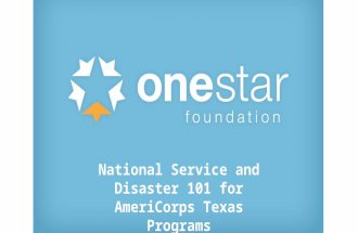 National Service and Disaster 101 for AmeriCorps Texas Programs.
