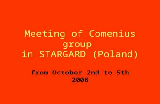 Meeting of Comenius group in STARGARD (Poland) from October 2nd to 5th 2008.