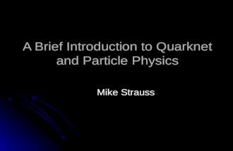 A Brief Introduction to Quarknet and Particle Physics Mike Strauss.