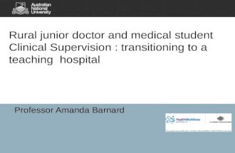 Rural junior doctor and medical student Clinical Supervision : transitioning to a teaching hospital Professor Amanda Barnard.