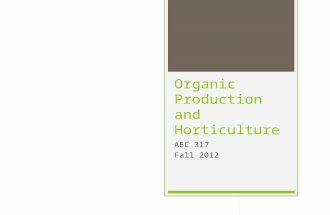 Organic Production and Horticulture AEC 317 Fall 2012.