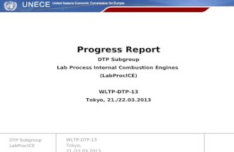 WLTP-DTP-13 Tokyo, 21./22.03.2013 DTP Subgroup LabProcICE slide 1 Progress Report DTP Subgroup Lab Process Internal Combustion Engines (LabProcICE)WLTP-DTP-13.
