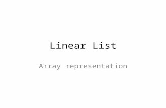 Linear List Array representation Data structures A data structure is a particular way of storing and manipulating data in a computer so that it can be.