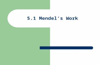 5.1 Mendel’s Work. Ch.5 – What were the results of Mendel’s experiments? Heredity: passing of physical characteristics from parents to offspring Trait: