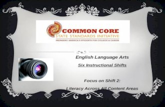 English Language Arts Six Instructional Shifts Focus on Shift 2: Literacy Across All Content Areas.
