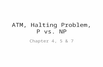 ATM, Halting Problem, P vs. NP Chapter 4, 5 & 7. Russel’s Paradox  An Index is a book that lists other books in.