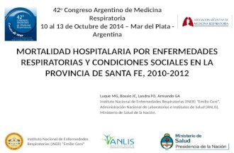 42 o Congreso Argentino de Medicina Respiratoria 10 al 13 de Octubre de 2014 – Mar del Plata - Argentina MORTALIDAD HOSPITALARIA POR ENFERMEDADES RESPIRATORIAS.